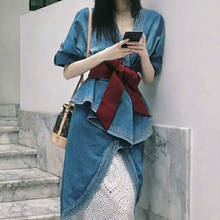 Cinto de seda coreano decorado, para moças, cintura larga, tecido, de dupla utilização, cachecol de seda 2024 - compre barato