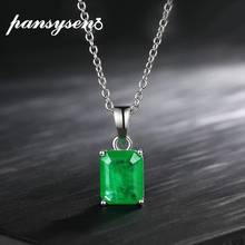 PANSYSEN Solid 925 Sterling Silver Emerald Gemstone Necklace Wedding Anniversary Fine Jewelry Pendant Necklaces Wholesale Gifts 2024 - buy cheap