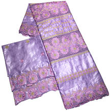 Tecido de bazin rico com bordado, belo tecido africano com renda nigeriana para vestido b401, 2 + 5 jardas 2024 - compre barato