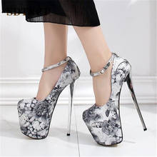 Туфли SDTRFT женские на тонком шпильке 20 см, вечерние туфли-лодочки на платформе, с ремешком на щиколотке, золотистые/Серебристые 2024 - купить недорого