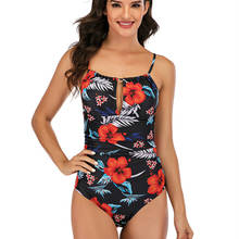 4 Colors Retro Floral Swimwear One Piece Swimsuit Plus Size Bikinis Women Bandage Bikinis Female Bathing Suit Banadores Mujer 2024 - buy cheap
