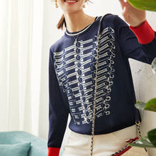 women New Retro Chinese s silk blouse printed with silk stitching long sleeves 2024 - buy cheap