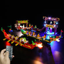 Iluminação Vonado Building Block para Lego 80103 Chinês Sazonal Conjunto Dragão Corrida de Barco Luz LED Brinquedos Para Crianças Em Brinquedos p133 2024 - compre barato