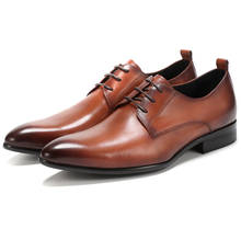 Zapatos de negocios para hombre, calzado Formal de piel auténtica, para boda, color negro/marrón, novedad de 2020 2024 - compra barato