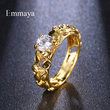 Emmaya модный дизайн для женщин ослепительное золото цвет Готический стиль кольцо с кубическим цирконием выдалбливают изысканный кристалл ювелирные изделия 2024 - купить недорого