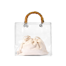 Summer Fashion Transparent Bamboo Top Handle Tote Bag Clear Women Handbag and Purse Beach Brand Designer Lady Pvc Jelly Hand Bag 2024 - buy cheap