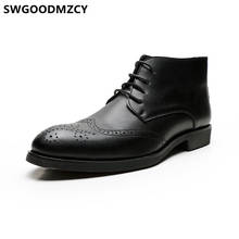 Botines militares para hombre, zapatos Brogue, botas de vestir de cuero genuino, zapatos de oficina Buty Meskie Ayakkab 2024 - compra barato