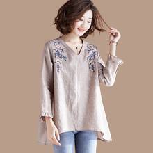 Blusas de algodão femininas casuais plus size, camisas novas, moda 2020, estilo coreano, gola em v, floral, bordado, tops blusas femininas p295 2024 - compre barato