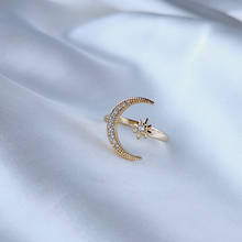 Cresce Luna estrella anillo de aleación de Zircon ajustable anillo de plata chapado en oro rosa, regalo de aniversario de compromiso joyería de la boda 2024 - compra barato