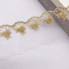 10Yards 5.7cm Soft Ivory Mesh Gold Thread Polyester Fabric Venise Lace Trim Embroidery Sewing Crafts Doll Material Lace Edge 2024 - buy cheap