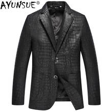 AYUNSUE Genuine Leather Jacket Men New Crocodile Pattern Sheepskin Coat for Men Spring Fall Suit Collar Leather Jackets 4066 2024 - buy cheap