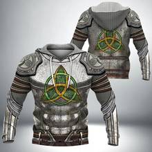 Sudadera con capucha de armadura irlandés para hombre y mujer, chaqueta con estampado 3D de Chainmail, chándal informal a la moda, novedad de 2021 2024 - compra barato