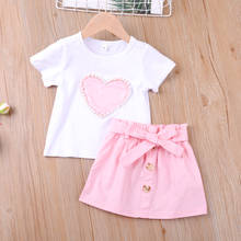 2021 New Summer Suit Baby Girls Clothing Infant Heart Pattern Kid Clothing Top+Skirt 2Pcs Outfit Girl Set Children's Clothing 2024 - buy cheap