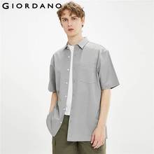 Giordano-Camisa de manga corta para hombre, Camisa Masculina de algodón con bolsillos, parche único, sólida, 13041021 2024 - compra barato