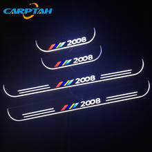 Carptah Acrylic Moving LED Welcome Pedal Car Scuff Plate Pedal Door Sill Pathway Light For Peugeot 2008 2014 - 2018 2019 2024 - buy cheap