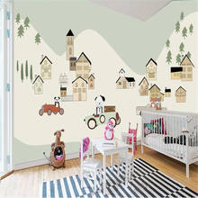 Milofi custom wallpaper mural hand-painted cartoon creative animal playground children's room decoration background wall 2024 - buy cheap