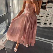 SoDigne Pink Tulle Short Prom Dresses Corset Shiny Boning Tea Length Wedding Party Dress  Special Occasion Gown 2024 - buy cheap