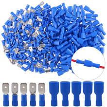 100 pces 50 pares 6.3mm 16-14awg fêmea macho conector de fiação elétrica isolado friso terminal pá azul FDFD2-250 MDD2-250 2024 - compre barato
