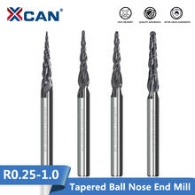 XCAN Milling Cutter Tapered Ball Nose End Mill R0.25/R0.5/R0.75/R1.0 3.175mm Shank Carbide Wood Engraving Bit CNC Router Bit 2024 - buy cheap