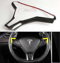 Matte & Glossy Real Carbon Fiber Steering Wheel Button Frame Cover Trim Molding For Tesla Model X Model S 2016+ Car Accessories 2024 - buy cheap