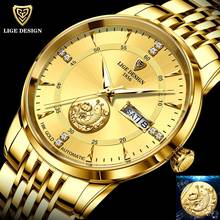 2021 LIGE New Fashion Wrist Watch Men Automatic Mechanical Tourbillon Stainless Steel Waterproof Business Gold Watch Gift Clocks 2024 - buy cheap