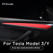 Fcxvenle acessórios do carro interior modificação auto porta camurça adesivo anti-risco resistente filme para tesla model 3/y 2021 2024 - compre barato