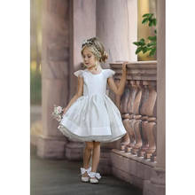 2021 Cute Short Flower Girl Dresses Satin Tulle Cheap A Line First Communion Dress Jewel Neck Custom Made Prom Gowns Party Wear 2024 - buy cheap