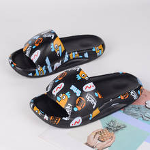 Fashion Black Cartoon Men's Summer Slippers Comfortable Platform Couple Home Soft Slippers Men Beach Flip Flops сланцы мужские 2024 - buy cheap