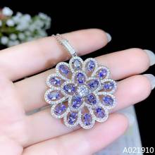 KJJEAXCMY boutique jewelry 925 sterling silver inlaid Natural Tanzanite pendant Female supports detection exquisite classic 2024 - buy cheap