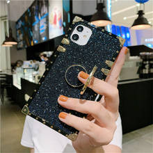 Модный квадратный бриллиантовый держатель с заклепками и кольцом для Samsung Galaxy NOTE 20 10 9 8 S20 Ultra S10E S10/9/8 Plus 2024 - купить недорого