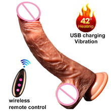 Wireless Dildo Realistic Dildo Vibrator Electric Heating Vibrating Big Huge Penis G Spot Sex Toys for Women, USB Rechargeable 2024 - buy cheap