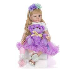 bebes doll Reborn Baby Doll 60 cm Silicone Soft Lifelike Newborn Purple Princess Dolls For Child Menina Brinquedos 2024 - купить недорого
