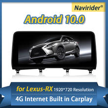 Rádio automotivo com 4gb de ram, android 10, navegação gps, para lexus rx 200t rx200t 2020 rx300 rx330 rx350 rx400h rx450h rx350l rx450hl 2024 - compre barato