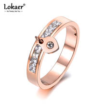 Кольцо Lokaer из нержавеющей стали цвета розового золота с фианитом AAA 2024 - купить недорого