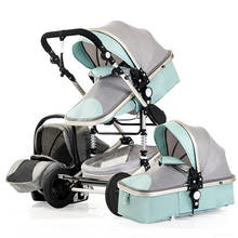 Cochecito de bebé 3 en 1 de lujo, carrito de bebé portátil genuino, plegable, marco de aluminio, cochecito de paisaje alto para bebé recién nacido 2024 - compra barato