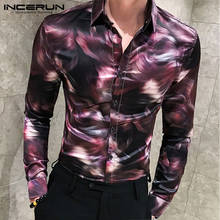 INCERUN 2020 Fashion Men Dress Shirt Printing Fitness Lapel Streetwear Long Sleeve Business Casual Shirts Camisa Masculina S-3XL 2024 - buy cheap
