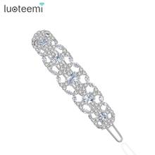 LUOTEEMI White Gold Color Hairpins Clear Cubic Zirconia for Women Girls Dating Wedding Party Jewelry Hair Ornament Accessories 2024 - buy cheap
