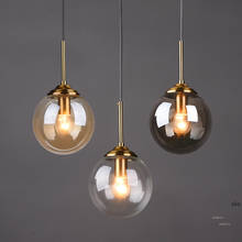 Luminária pendente com esferas de vidro led, candelabro moderno de suspensão com luzes led nórdicas suspensas para restaurante, cozinha 2024 - compre barato