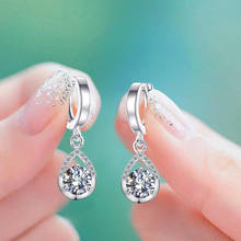 White Blue Pink Zircon Water Drop Earrings For Women Round Stone Small Earrings Wedding Jewelry Female Luxury Engagement Earring 2024 - buy cheap