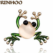 RINHOO Lovely Rhinestone Pearl Frog Brooches for Women Transparent Stone Zircon Brooch Cute Animal Brooch Pin Fashion Jewelry 2024 - buy cheap