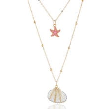 Bohemian Starfish Shell Double Layer Pendant Necklace Charming Women's Gold Long Chain Accessories Fashion Beach Party Jewelry 2024 - buy cheap