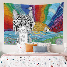 Animal alpaca impresso tapeçaria de parede fundo boêmio decoração pano tapete de parede pendurado decoração de casa praia 2024 - compre barato