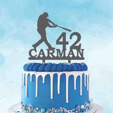 Personalized Baseball Cake Topper Custom Name Age Man Playing Baseball Silhouettes Birthday Party Cake Decoration Topper 2024 - buy cheap