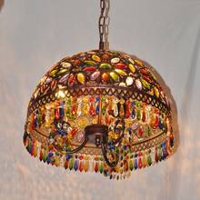 12inch Bohemia Mediterranean Retro Multicolor Bronze Wrought Iron Pendant Lamp Restaurant Bedroom Lamp deco maison 2024 - buy cheap