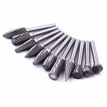 11pc6x12 Carbide Burr Set with 6mm Shank Double Cut Solid Carbide Rotary Burr for Die Grinder Drill Metal Wood Carving Engraving 2024 - buy cheap