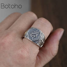 Anéis de prata esterlina 925 para homens, anel masculino de duas peças sólido mantra mani padme hum, anéis vintage de motociclista para homens, joia budista tipo aberta 2024 - compre barato