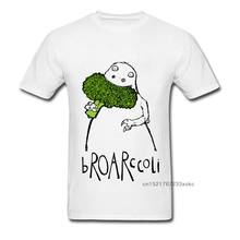 2018 Men T Shirt bROARccoli T-shirt Broccoli Tshirt Slim Fit Tees Funny Cartoon Clothes Cotton White Summer/Autumn Drop Shipping 2024 - buy cheap