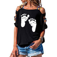 Милая женская футболка с рисунком маленьких ножек хлопковая Повседневная забавная футболка пикантная футболка с короткими рукавами и открытыми плечами для девочек 2024 - купить недорого