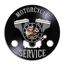 Motorcycle Service Wall Sigh Personality Wall Decor For Motorbike Shop Make From Vinyl LP Record Wall Clock 3D Watches 2024 - buy cheap