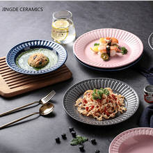 Modern Striped Tableware Ceramic Dishes Western Steak Ramen Sushi Plate Home Large Plate Breakfast Salad Tray Kitchen Furniture 2024 - buy cheap